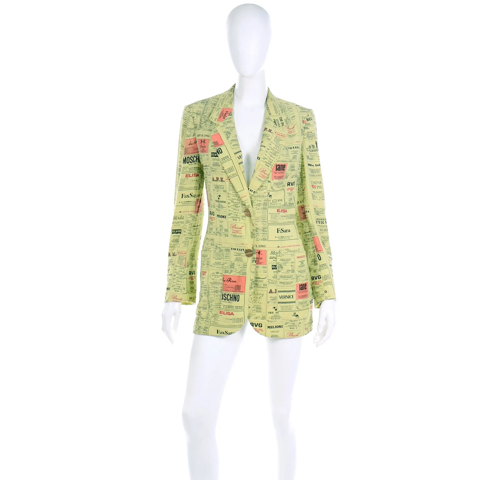 1990s Franco Moschino Vintage Yellow Pages Fashion Brands Jacket