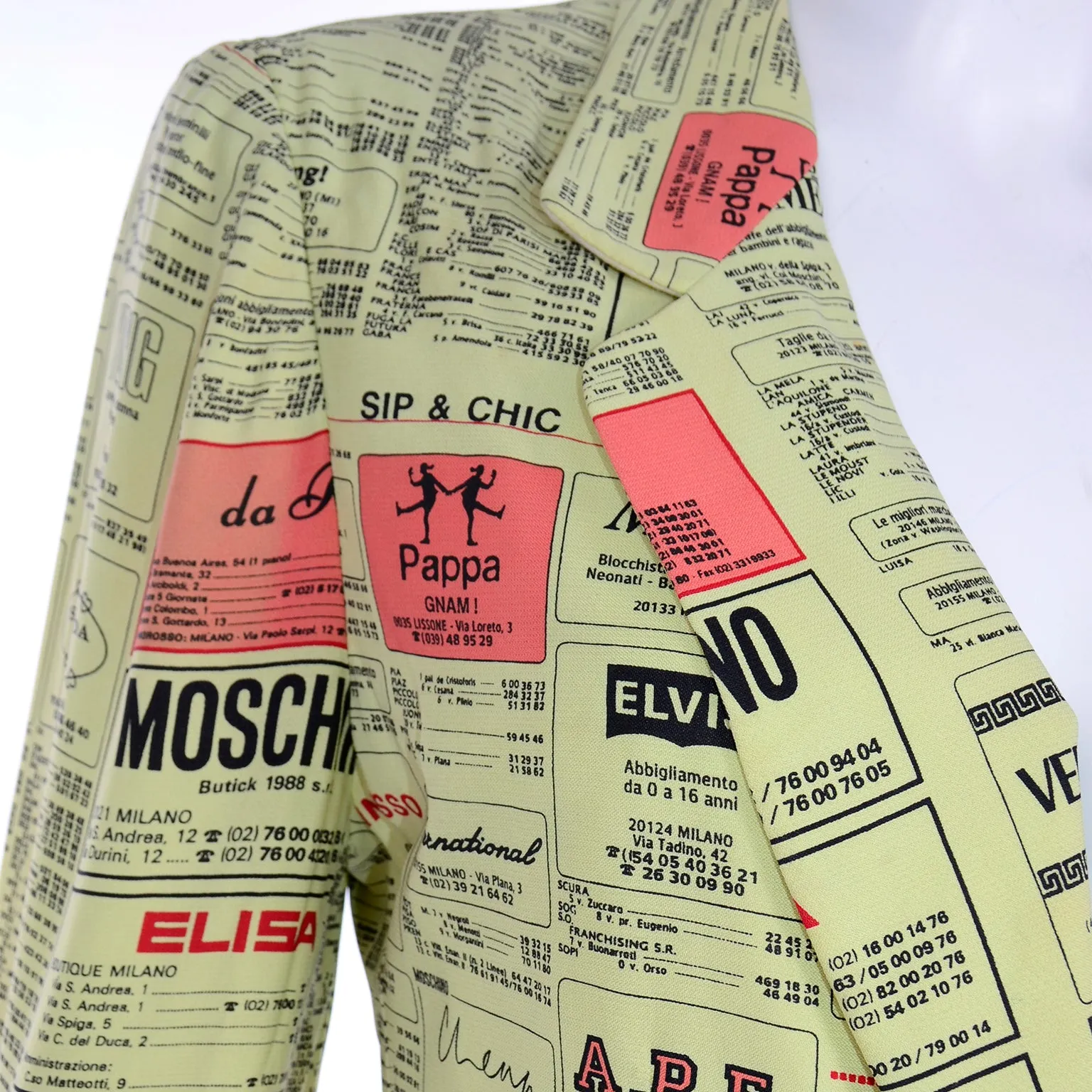 1990s Franco Moschino Vintage Yellow Pages Fashion Brands Jacket