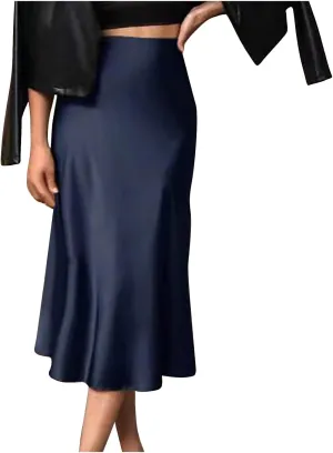 2025 Women Long Satin Summer Skirt Elegant High Waist Cocktail Party Wedding Maxi Skirts A-Line Casual Comfy Skirt