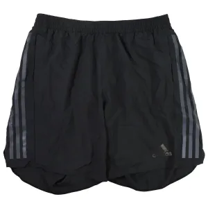 adidas Mens Run Icon Full Reflective 3-Stripes Shorts - Black (Size: L)