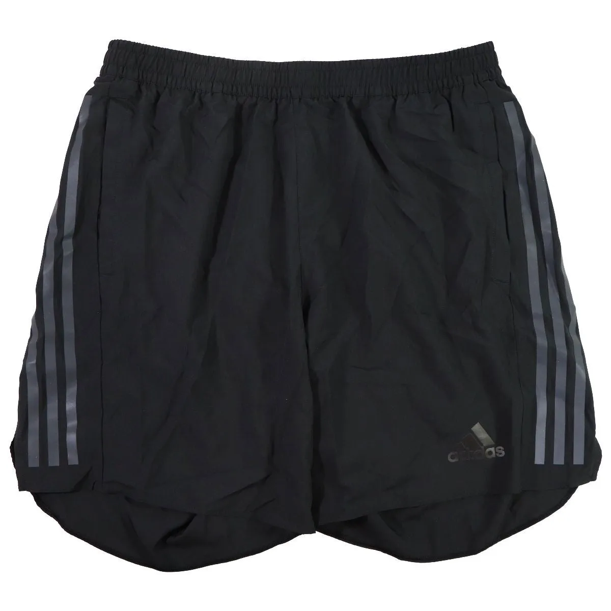 adidas Mens Run Icon Full Reflective 3-Stripes Shorts - Black (Size: L)