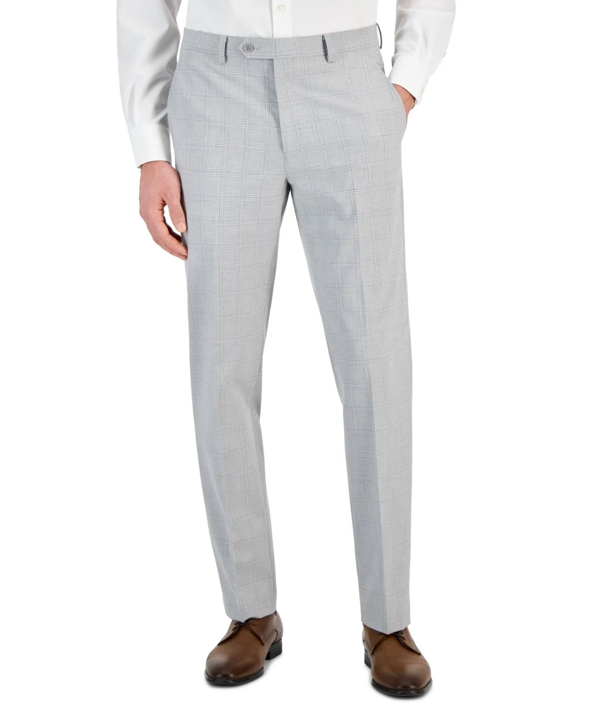 Alfani Mens Slim fit Dress Pants 38 / 30 Grey Plaid Stretch