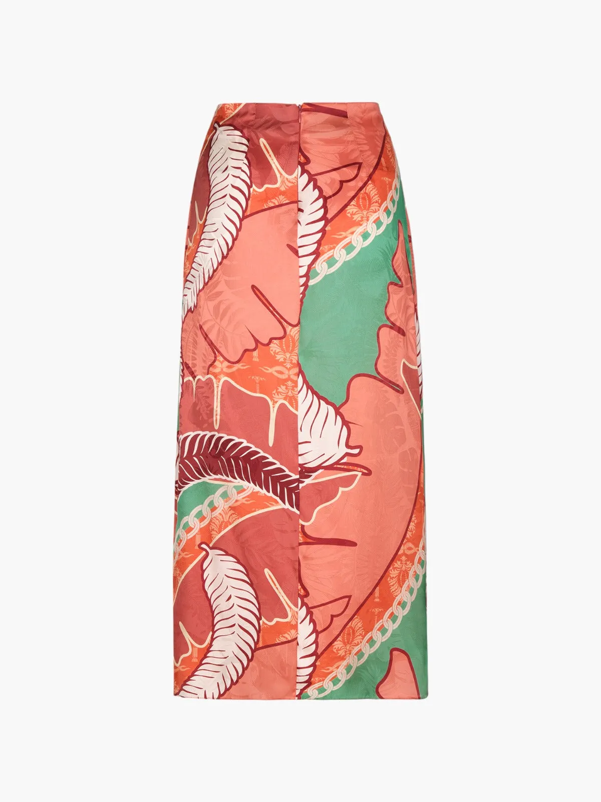 Amaime Jacquard Midi Skirt | Coral