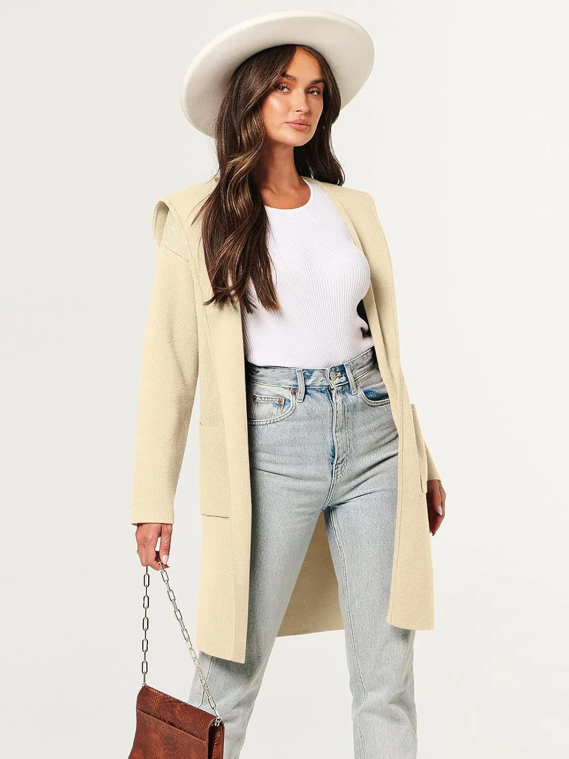 ANRABESS Women Cardigan Open Front Oversized Casual Knit Hoodie Sweater Coatigan Lady Coat 2025 Fall Trendy Outerwear
