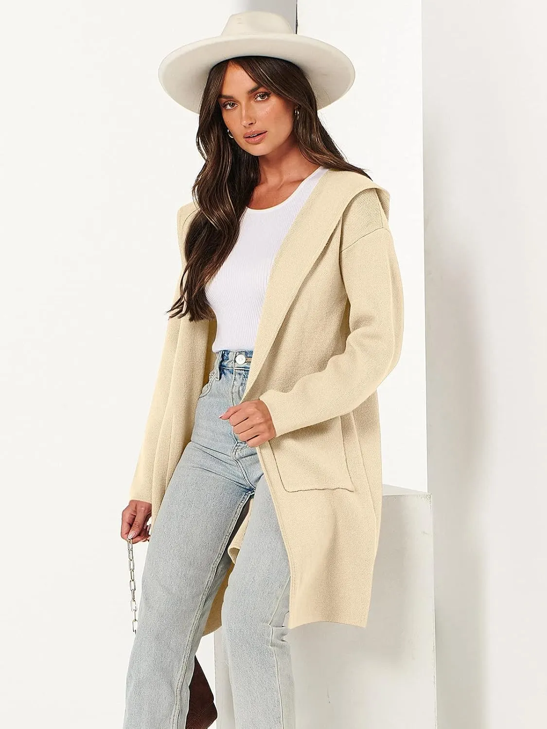 ANRABESS Women Cardigan Open Front Oversized Casual Knit Hoodie Sweater Coatigan Lady Coat 2025 Fall Trendy Outerwear