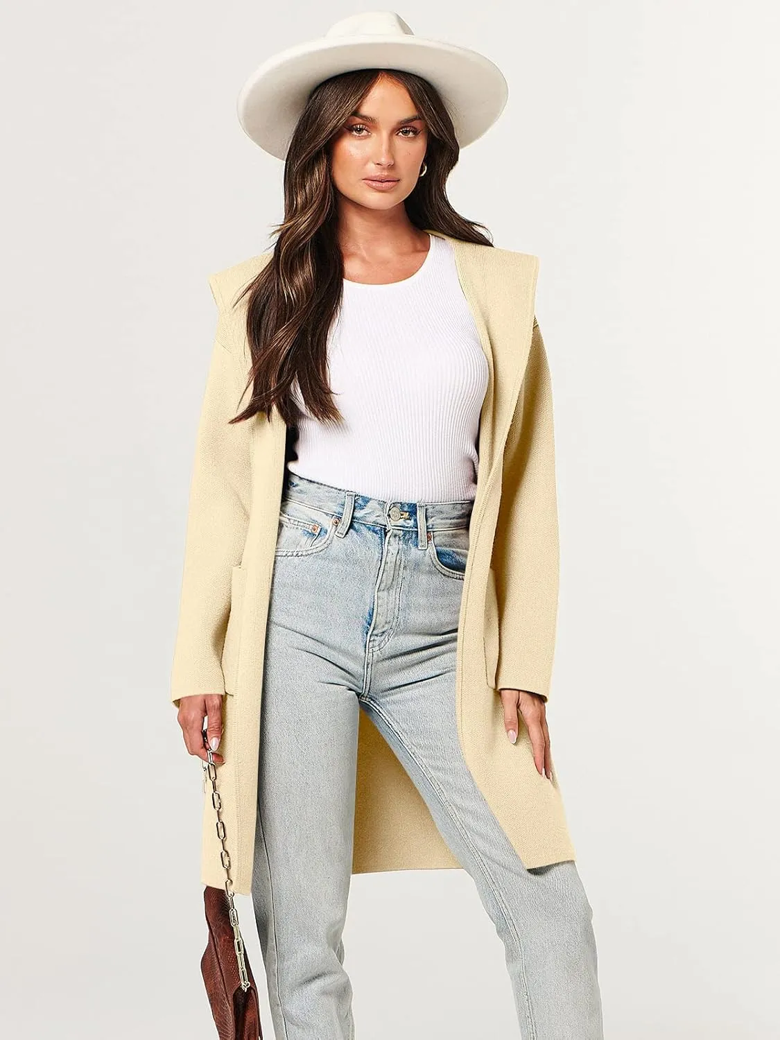 ANRABESS Women Cardigan Open Front Oversized Casual Knit Hoodie Sweater Coatigan Lady Coat 2025 Fall Trendy Outerwear