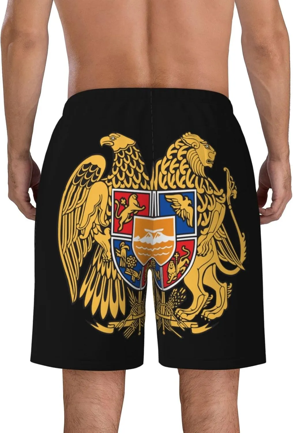 Armenian National Emblem Flag Trunks Man Shorts Quick Dry Beach Trunks Board Shorts