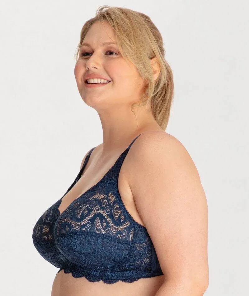 Ava & Audrey Lucille Lace Wire-Free Bra - Navy