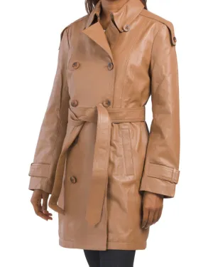 BADGLEY MISCHKA Leather Tie Belt Trench Coat