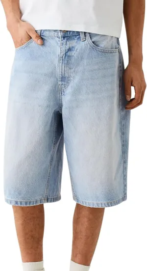 Baggy Jeans Shorts for Men Wide Leg Mid Jean Shorts Zipper Hip Hop Shorts with Pockets Streetwear