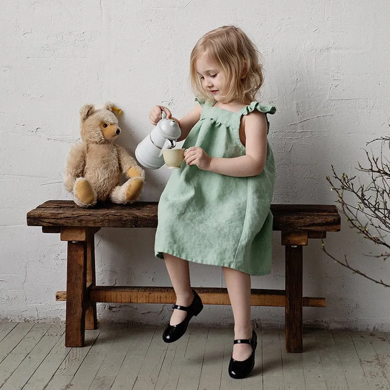 Bella Linen Girls Dress 18m - 6Y (4 Colors)