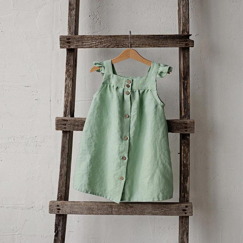 Bella Linen Girls Dress 18m - 6Y (4 Colors)