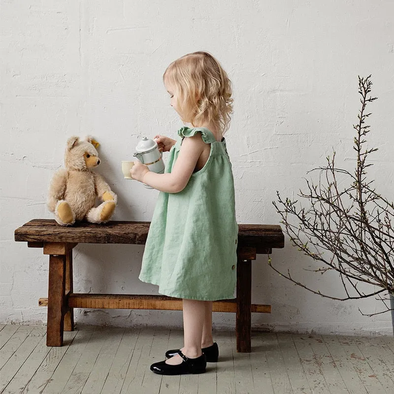 Bella Linen Girls Dress 18m - 6Y (4 Colors)