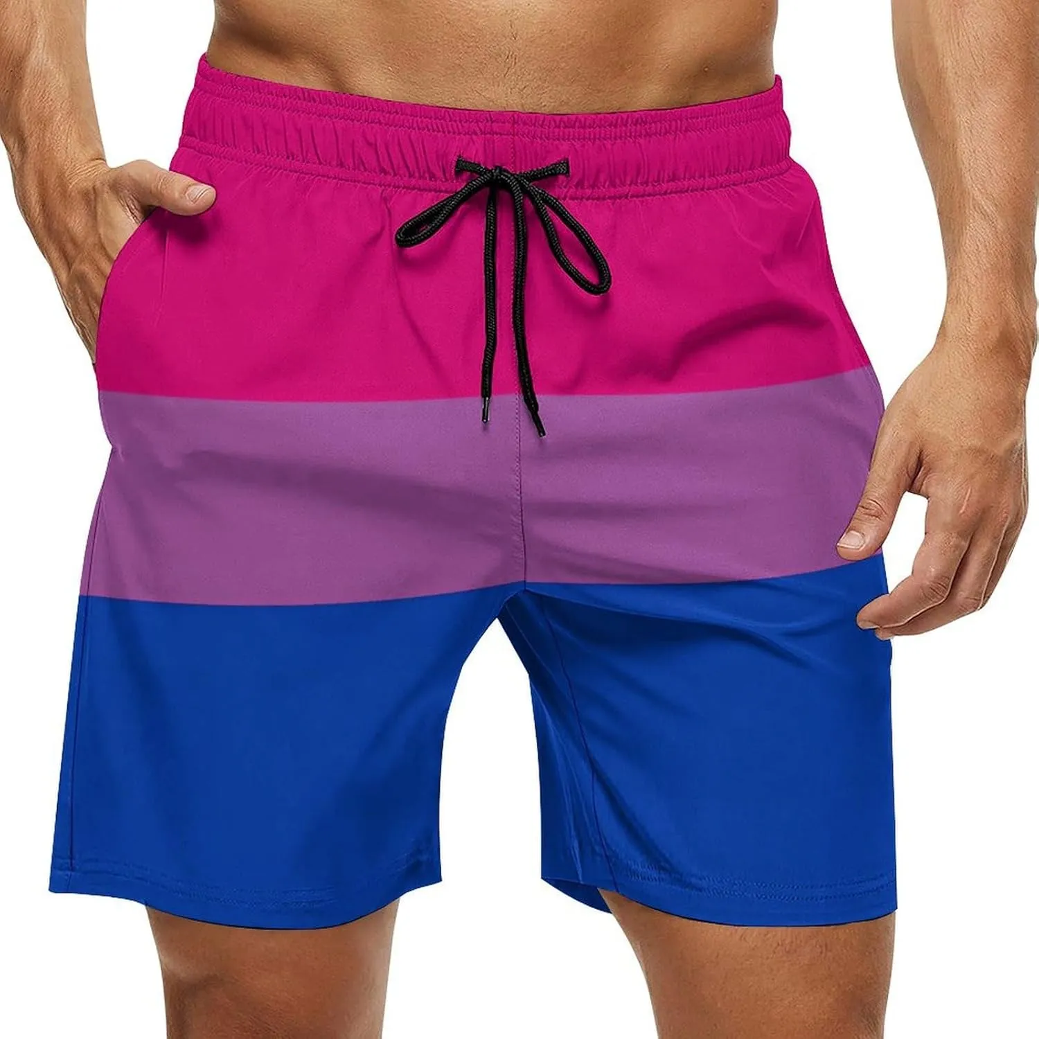 Bisexual Proud Flag Men's Swim Trunks Quick Dry Bathing Suit Swimming Board Shorts Beach Swimwear