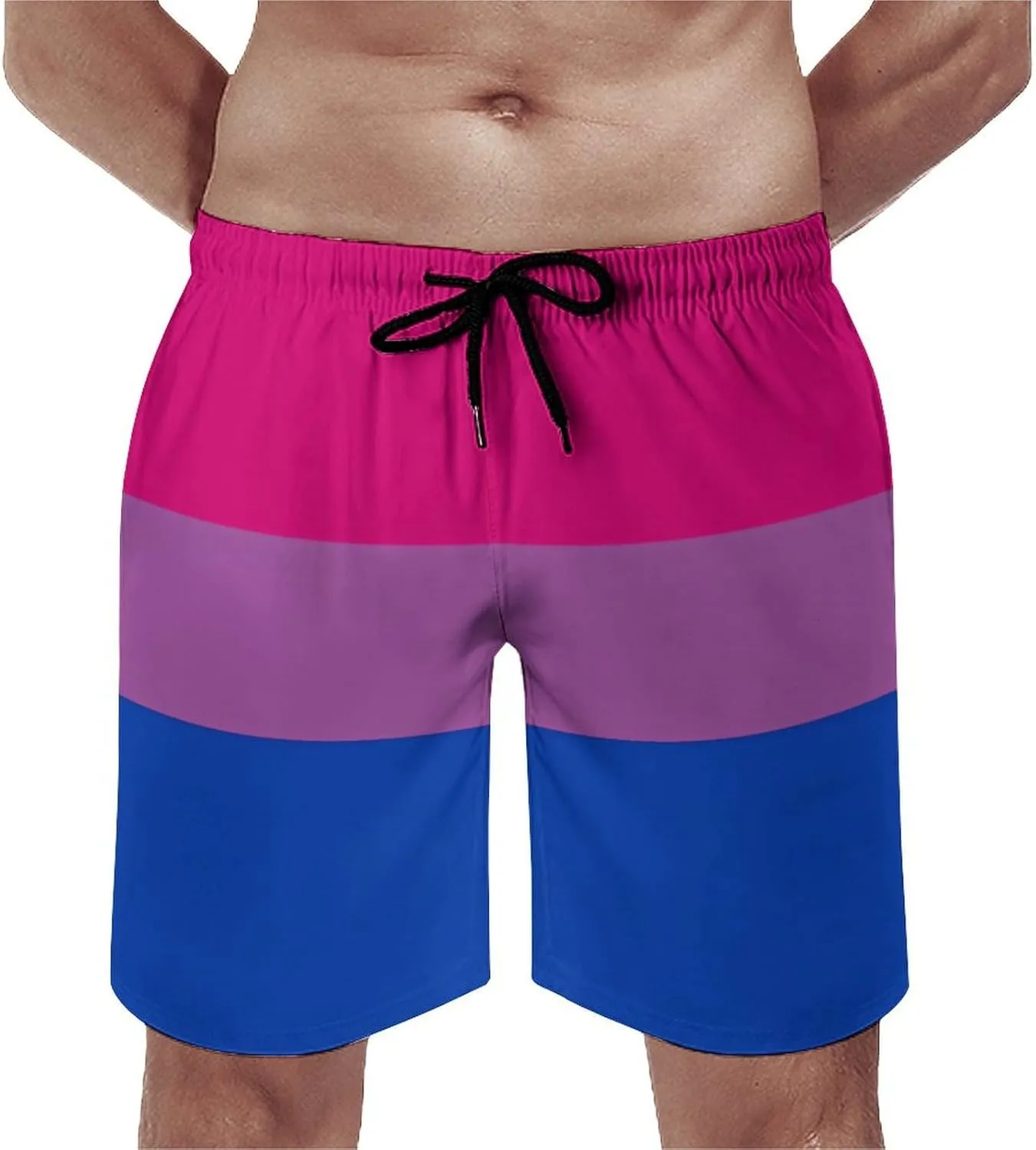 Bisexual Proud Flag Men's Swim Trunks Quick Dry Bathing Suit Swimming Board Shorts Beach Swimwear