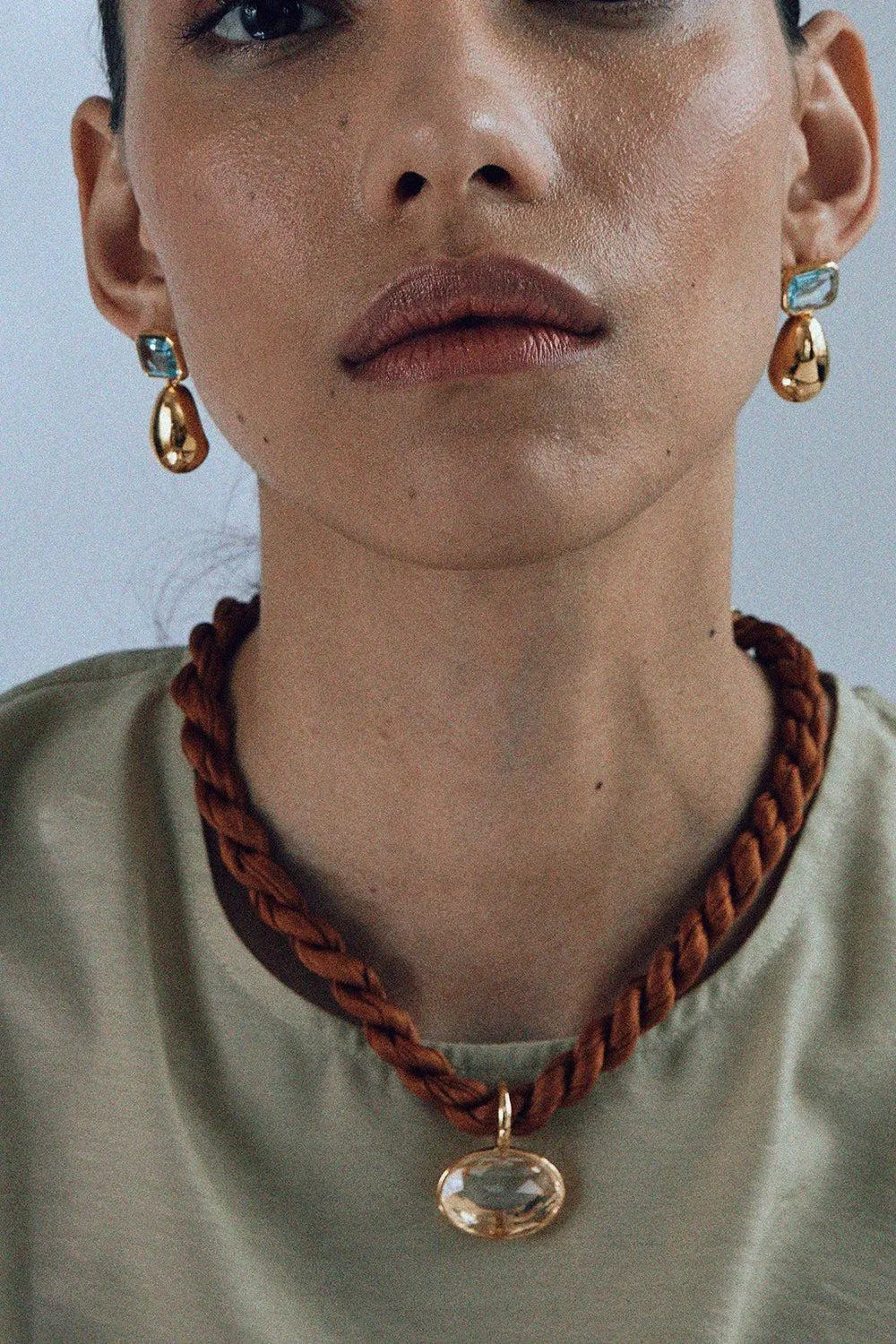 Blue Topaz Bean Earrings