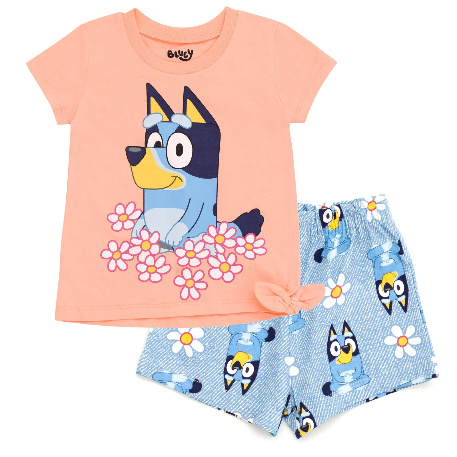 Bluey Girls T-Shirt and French Terry Shorts Outfit Set Toddler to Little Kid