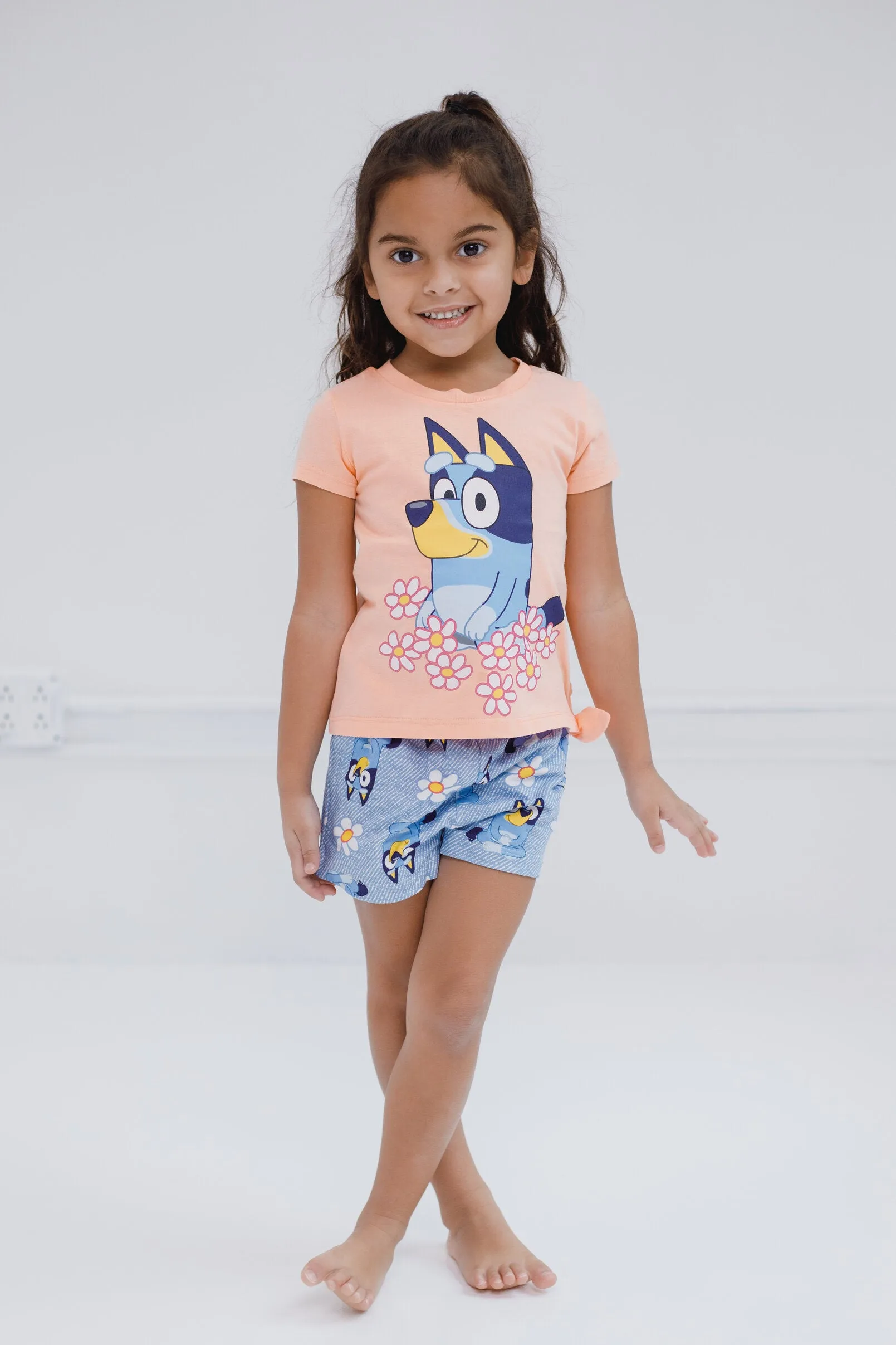 Bluey Girls T-Shirt and French Terry Shorts Outfit Set Toddler to Little Kid