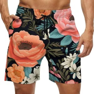 Boho Floral Men's Swim Trunks Quick Dry Bathing Suit Swimming Board Shorts Beach Swimwear