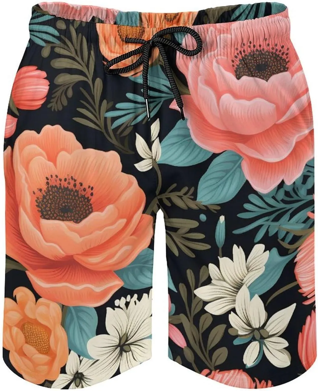 Boho Floral Men's Swim Trunks Quick Dry Bathing Suit Swimming Board Shorts Beach Swimwear