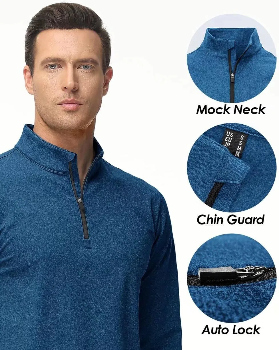 Boladeci Men's Quarter Zip Pullover Premium Fleece Lined Heather Long Sleeve Golf Shirts Midweight 1/4 Half Zip Sweatshirts