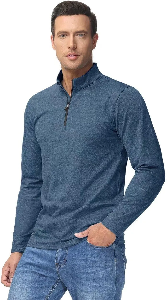 Boladeci Men's Quarter Zip Pullover Premium Fleece Lined Heather Long Sleeve Golf Shirts Midweight 1/4 Half Zip Sweatshirts