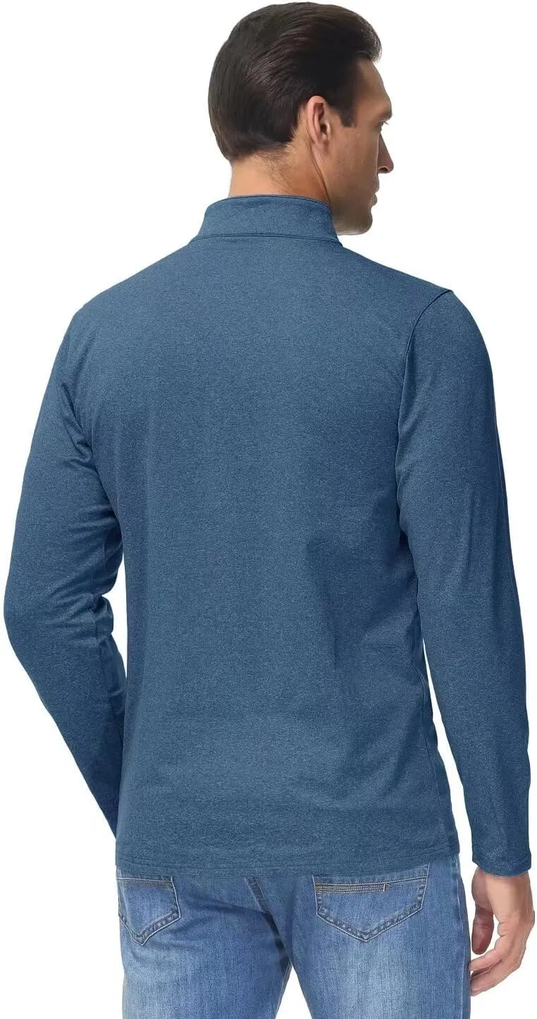 Boladeci Men's Quarter Zip Pullover Premium Fleece Lined Heather Long Sleeve Golf Shirts Midweight 1/4 Half Zip Sweatshirts