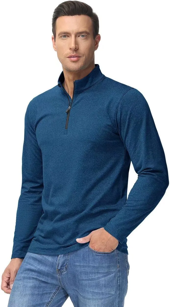 Boladeci Men's Quarter Zip Pullover Premium Fleece Lined Heather Long Sleeve Golf Shirts Midweight 1/4 Half Zip Sweatshirts