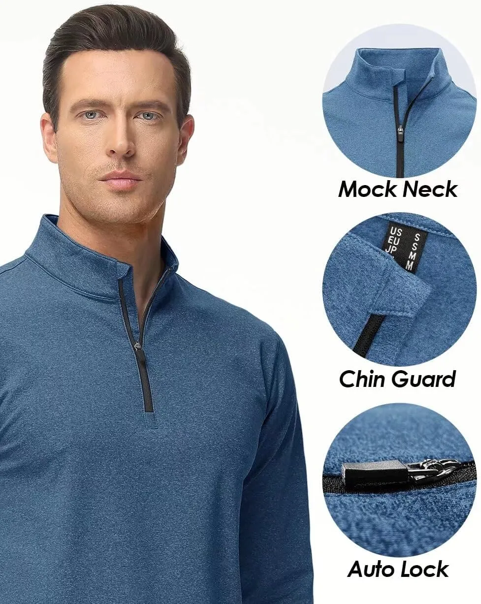 Boladeci Men's Quarter Zip Pullover Premium Fleece Lined Heather Long Sleeve Golf Shirts Midweight 1/4 Half Zip Sweatshirts
