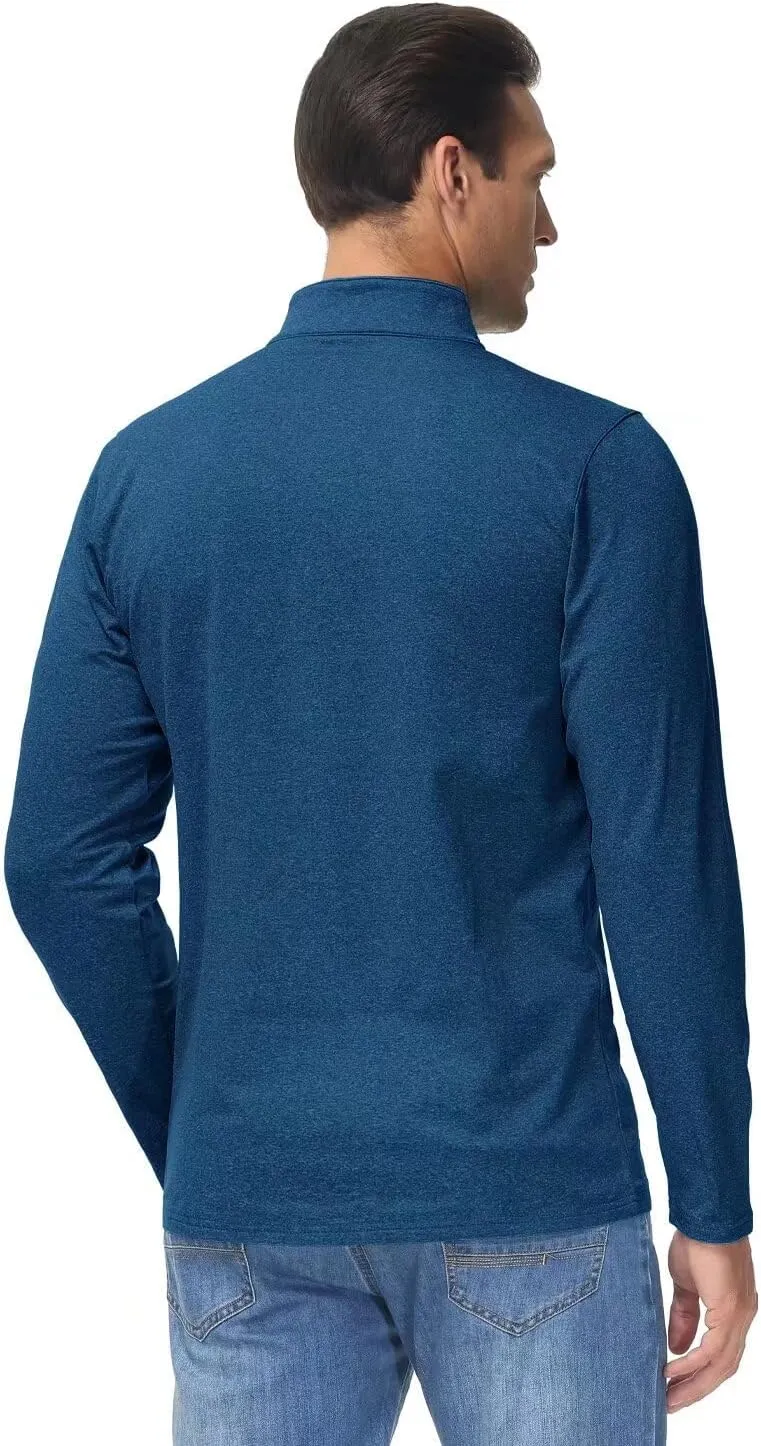 Boladeci Men's Quarter Zip Pullover Premium Fleece Lined Heather Long Sleeve Golf Shirts Midweight 1/4 Half Zip Sweatshirts