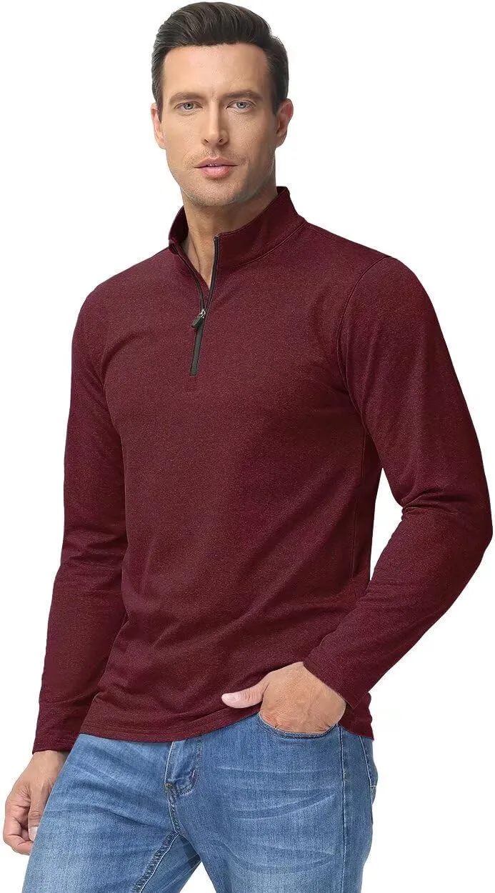 Boladeci Men's Quarter Zip Pullover Premium Fleece Lined Heather Long Sleeve Golf Shirts Midweight 1/4 Half Zip Sweatshirts