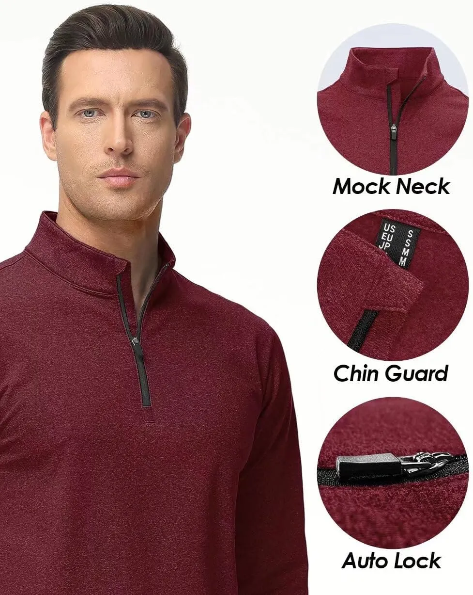 Boladeci Men's Quarter Zip Pullover Premium Fleece Lined Heather Long Sleeve Golf Shirts Midweight 1/4 Half Zip Sweatshirts