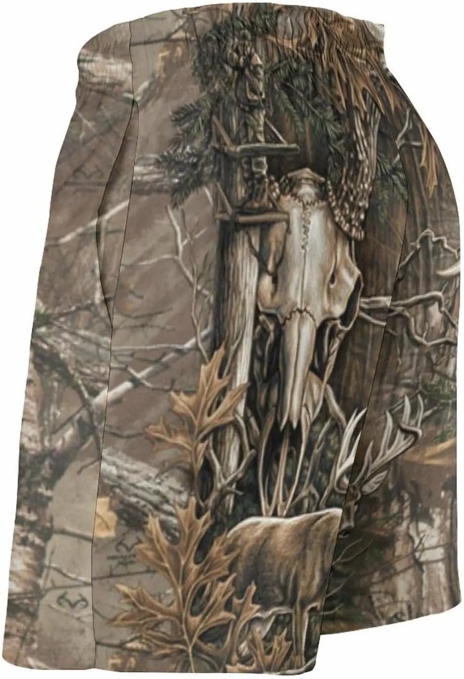 Buck Skull with Hunting Scene Men's Swim Trunks Quick Dry Bathing Suit Swimming Shorts Beach Swimwear