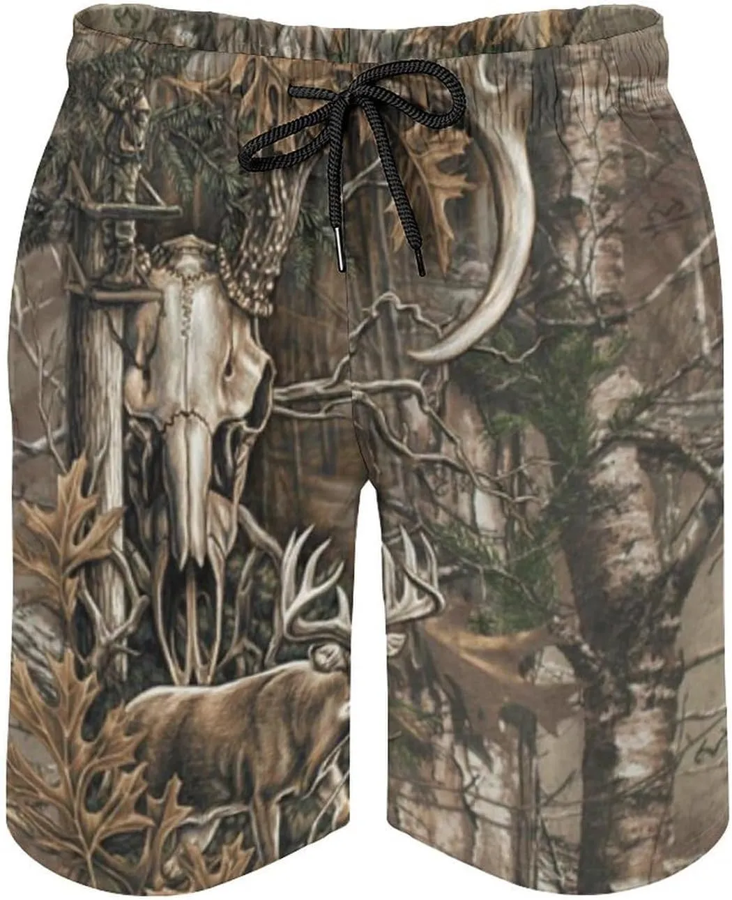 Buck Skull with Hunting Scene Men's Swim Trunks Quick Dry Bathing Suit Swimming Shorts Beach Swimwear