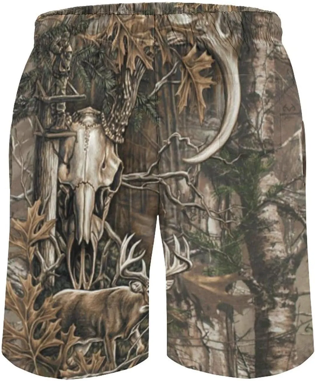 Buck Skull with Hunting Scene Men's Swim Trunks Quick Dry Bathing Suit Swimming Shorts Beach Swimwear