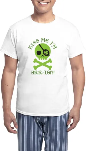 CafePress Kiss Me I'm Arr Ish Men's Light Pajamas Men's Novelty Light Pajama Set, Comfortable PJ Sleepwear