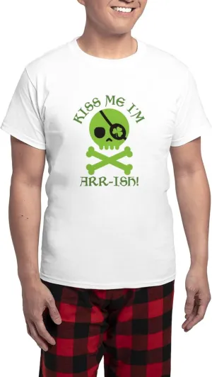 CafePress Kiss Me I'm Arr Ish Men's Light Pajamas Men's Novelty Light Pajama Set, Comfortable PJ Sleepwear