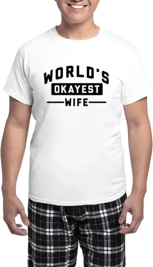 CafePress World's Okayest Wife Men's Light Pajamas Men's Novelty Light Pajama Set, Comfortable PJ Sleepwear