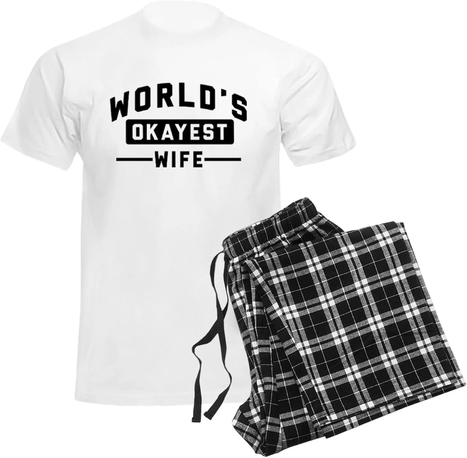 CafePress World's Okayest Wife Men's Light Pajamas Men's Novelty Light Pajama Set, Comfortable PJ Sleepwear