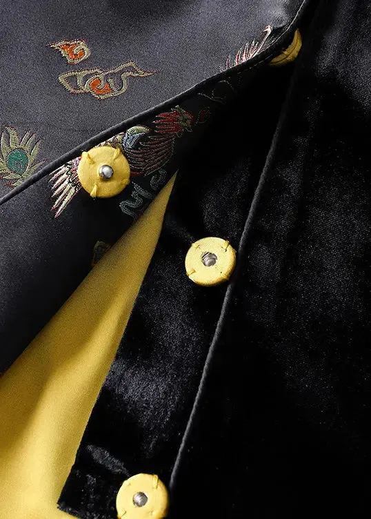 Chic Embroidered Silk Velour Waistcoat Sleeveless