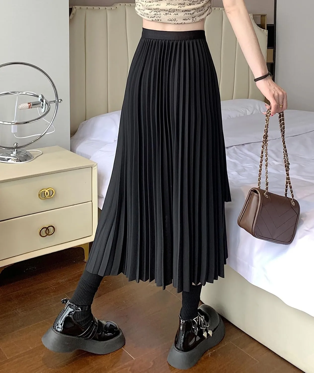 chouyatou Women's Asymmetrical Tulip Hem Party Dress Irregular Flowy Swing Accordion Pleated Midi Long Skirt