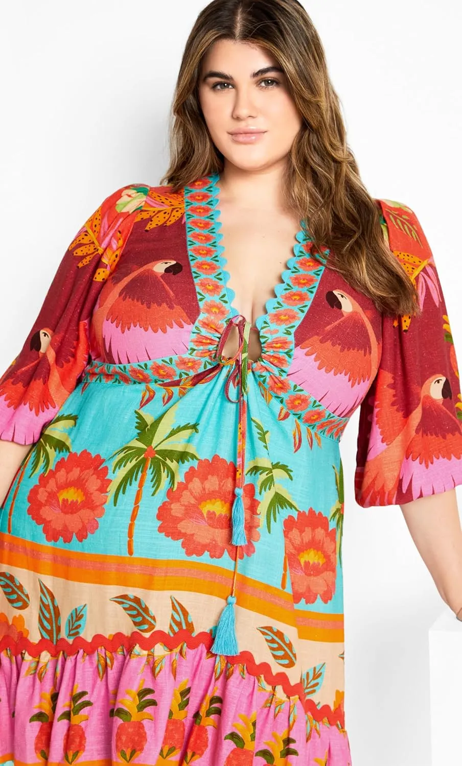 City Chic Women's Plus Size Cabana Mini Placement Dress