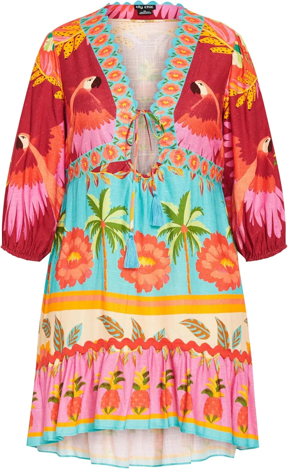 City Chic Women's Plus Size Cabana Mini Placement Dress