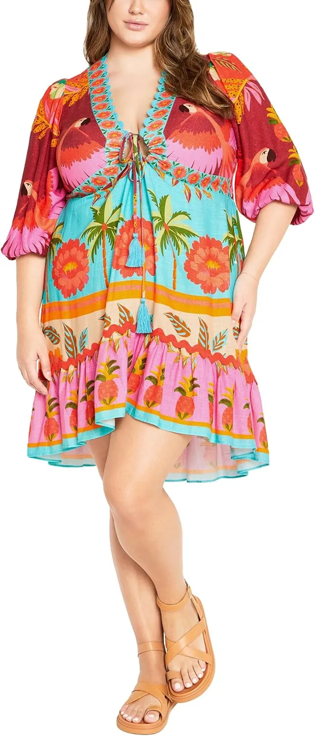 City Chic Women's Plus Size Cabana Mini Placement Dress