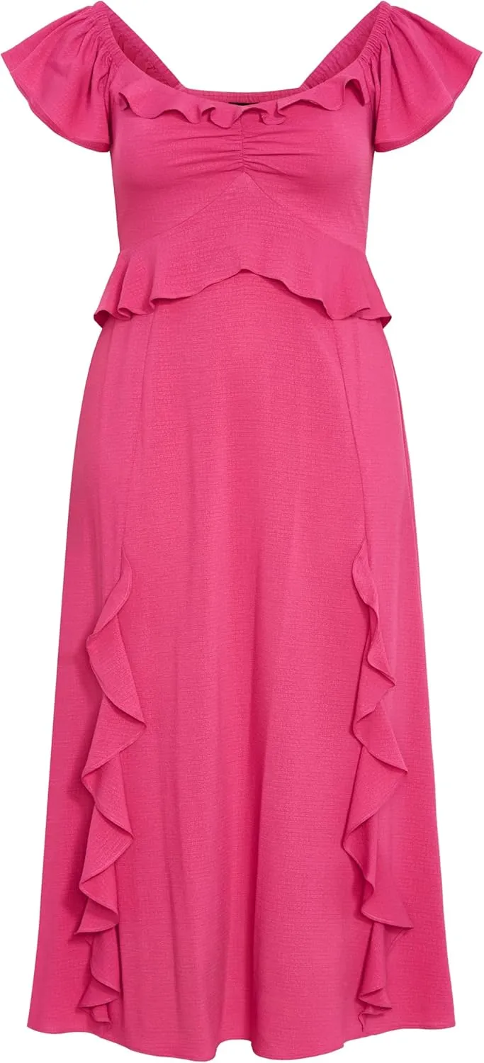 City Chic Women's Plus Size Dress - Fee Frill Maxi
