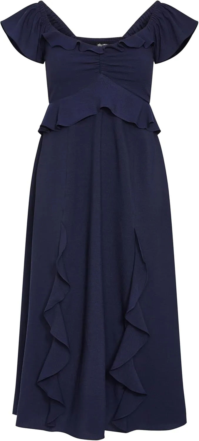 City Chic Women's Plus Size Dress - Fee Frill Maxi