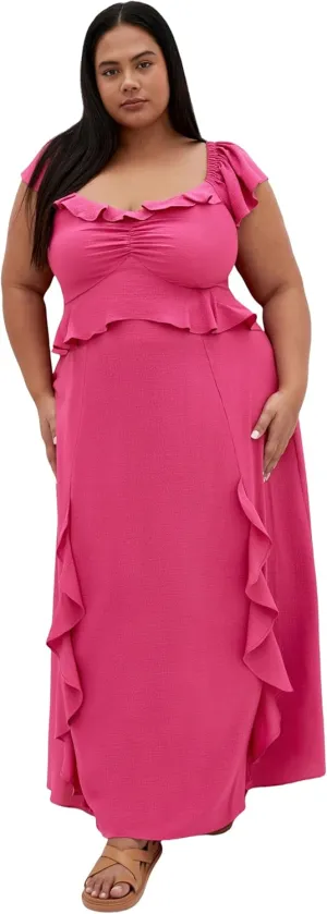 City Chic Women's Plus Size Dress - Fee Frill Maxi