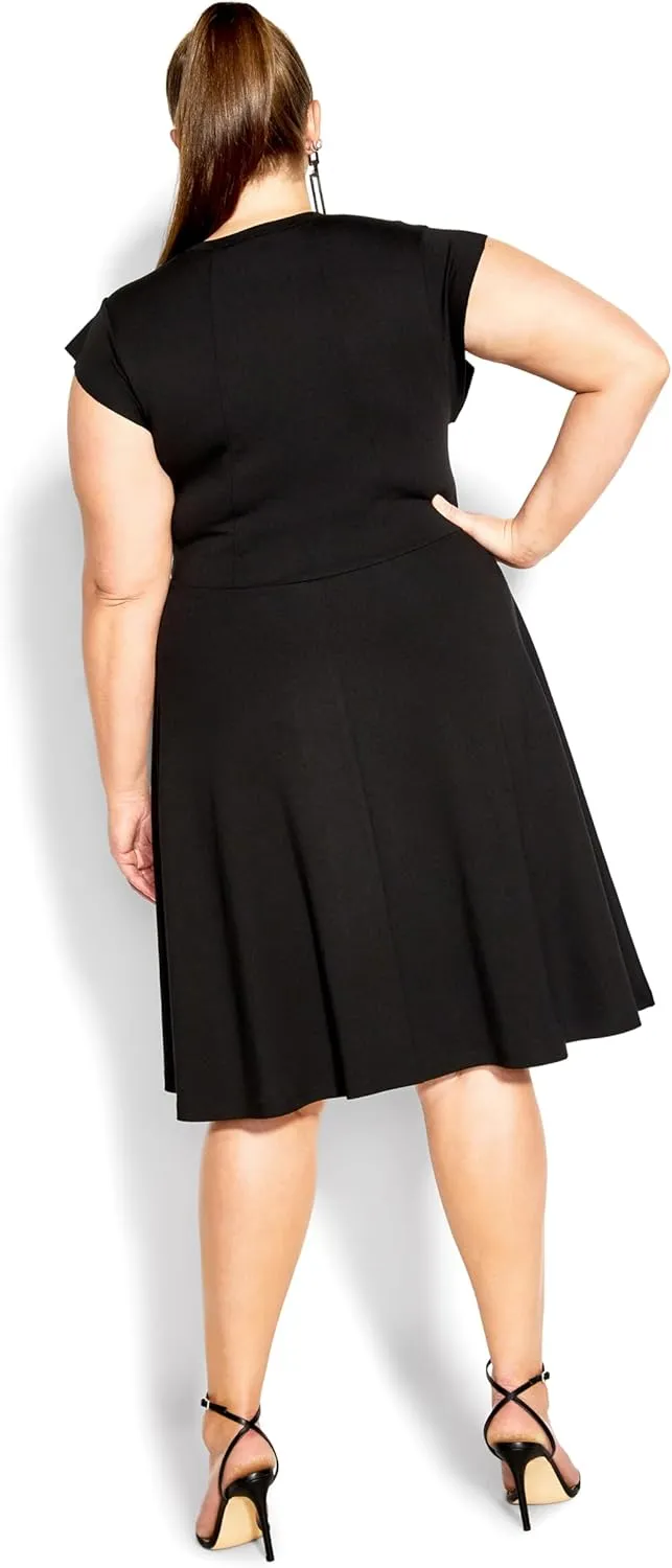 City Chic Women's Plus Size Dress Frill Shoulder