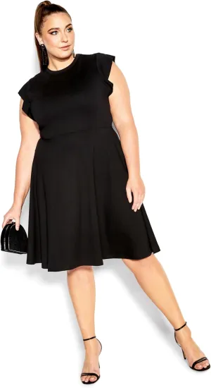 City Chic Women's Plus Size Dress Frill Shoulder