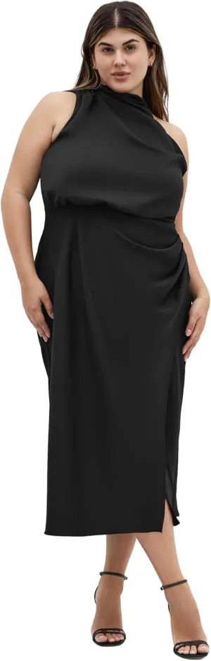 City Chic Women's Plus Size Dress-Limelight Halter Midi